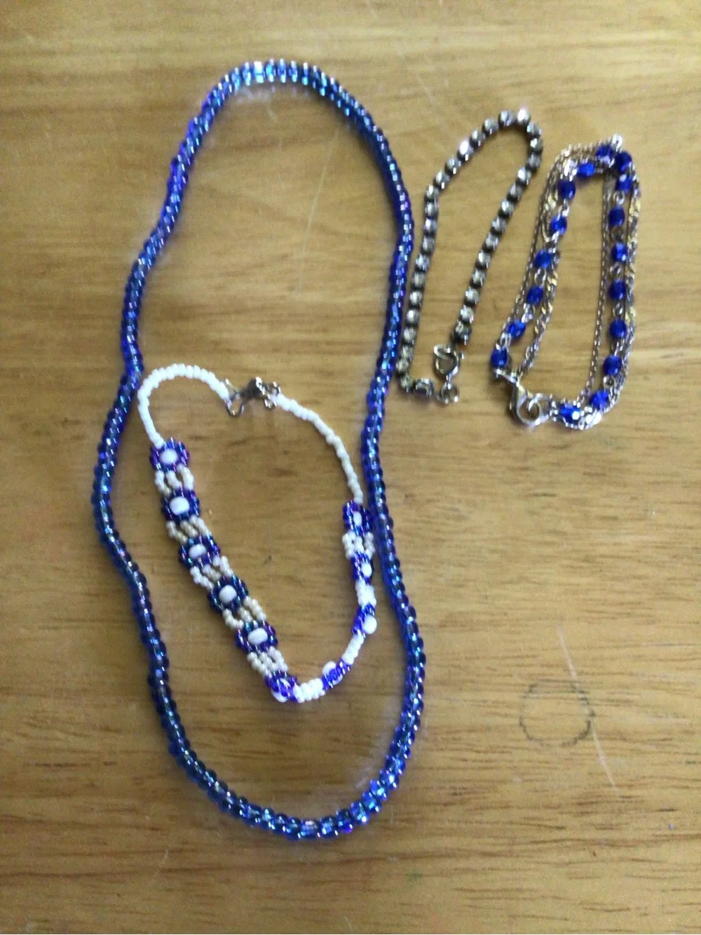 Blue Beaded Bracelet Set with Silver Accents - Unbranded